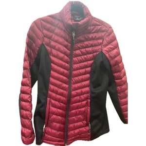 Women's Red and Black Puffer Jacket